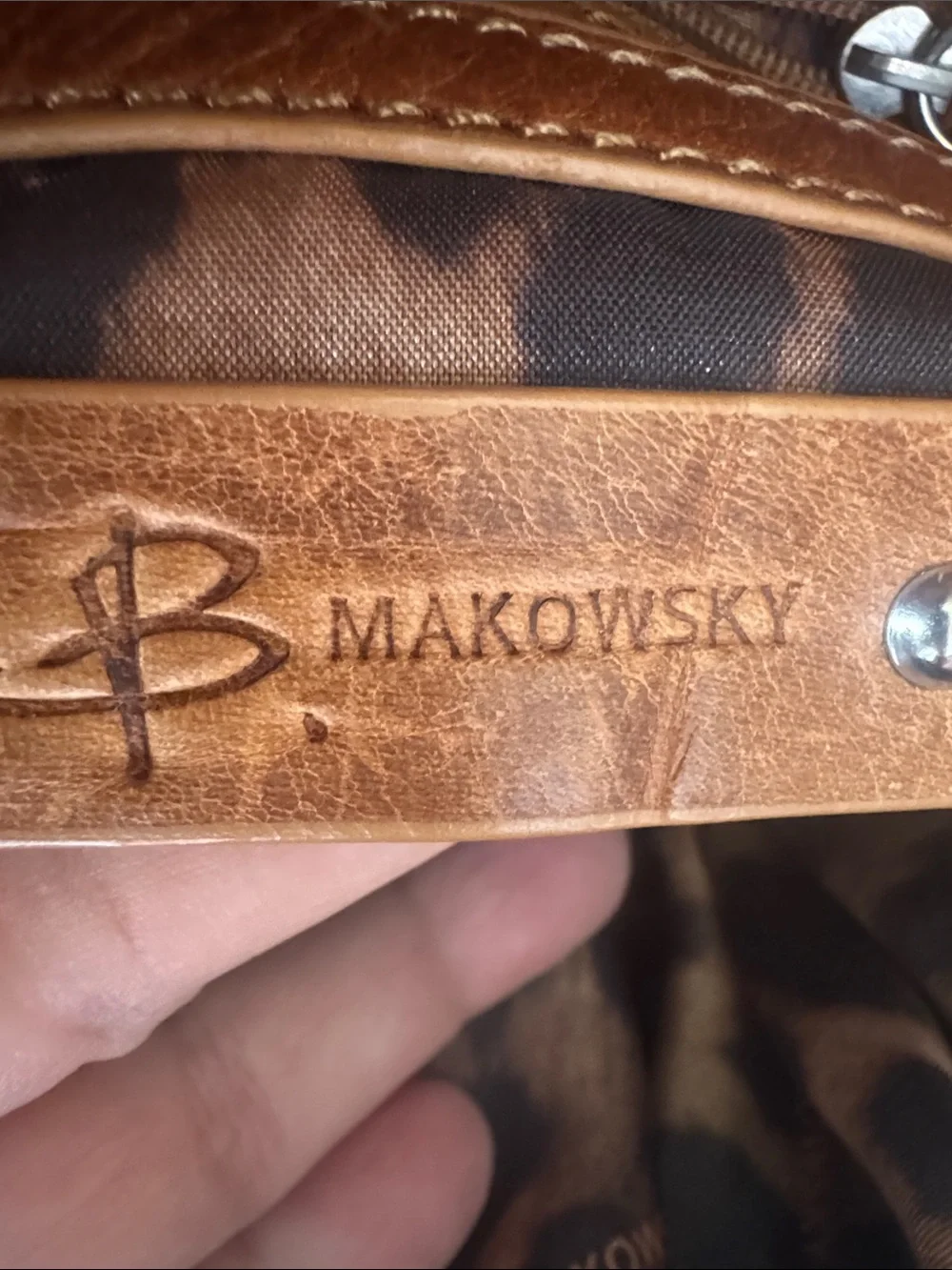 b. makowsky Cognac Leather Hobo with Silver Hardware